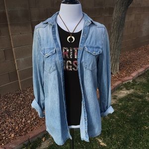 TOPSHOP Denim oversized Shirt